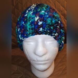 Hamdmade Multicolor Knit Beanie Shades Of Blue